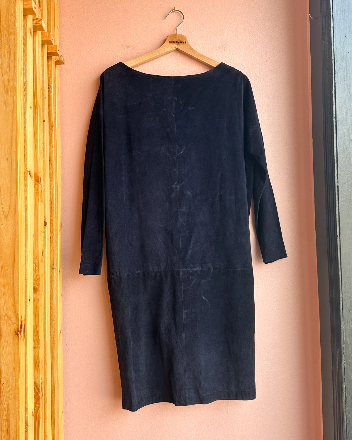 Navy Blue Leather Dress