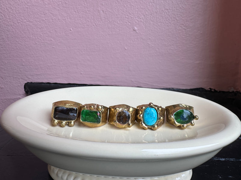 Brass/Brown Glass Ring