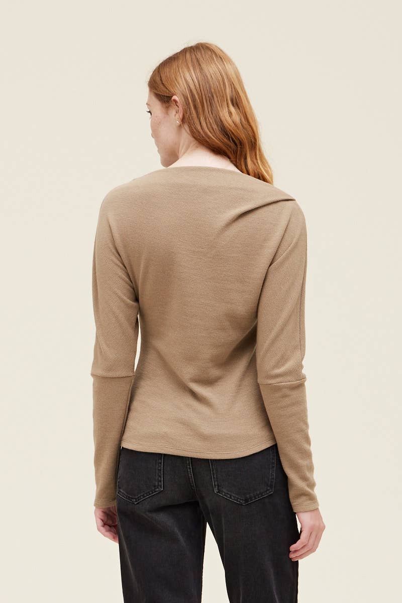 Lindsay Waffle Knit Top / Twig