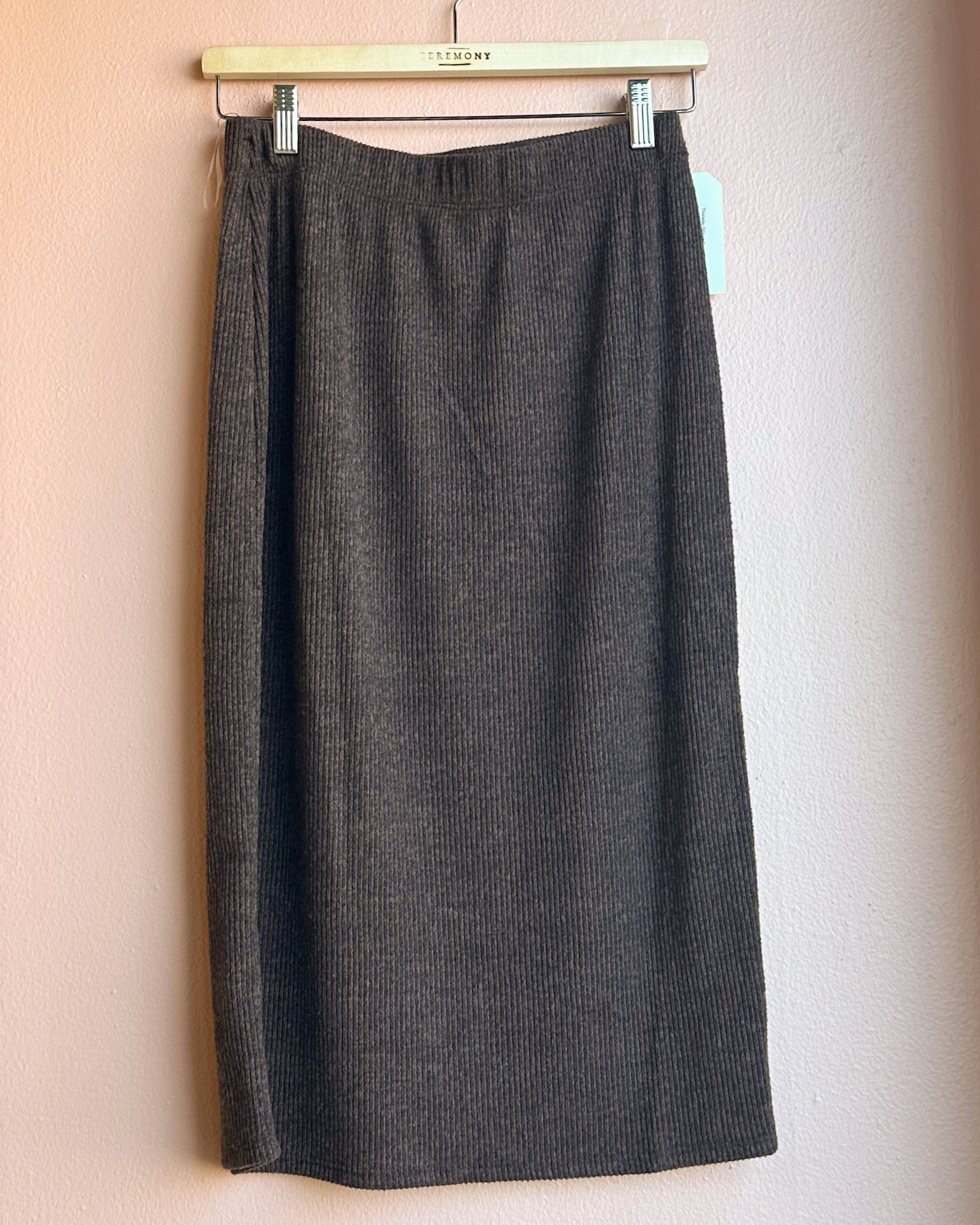 Thursday Ribbed Skirt in Mocha
