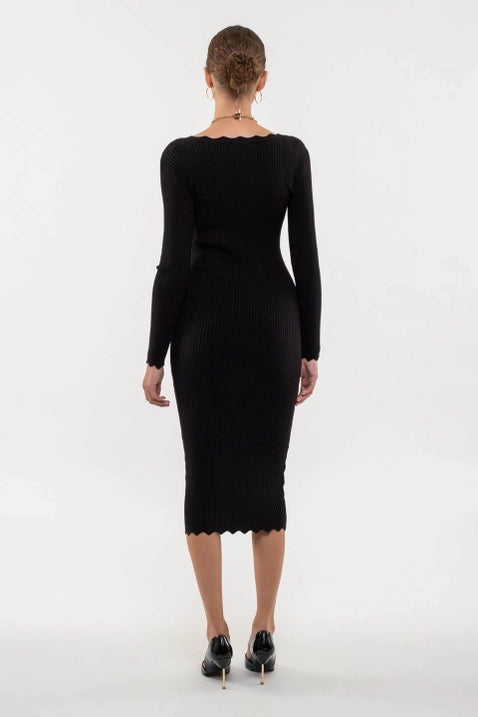 Celeste Scallop Hem Dress