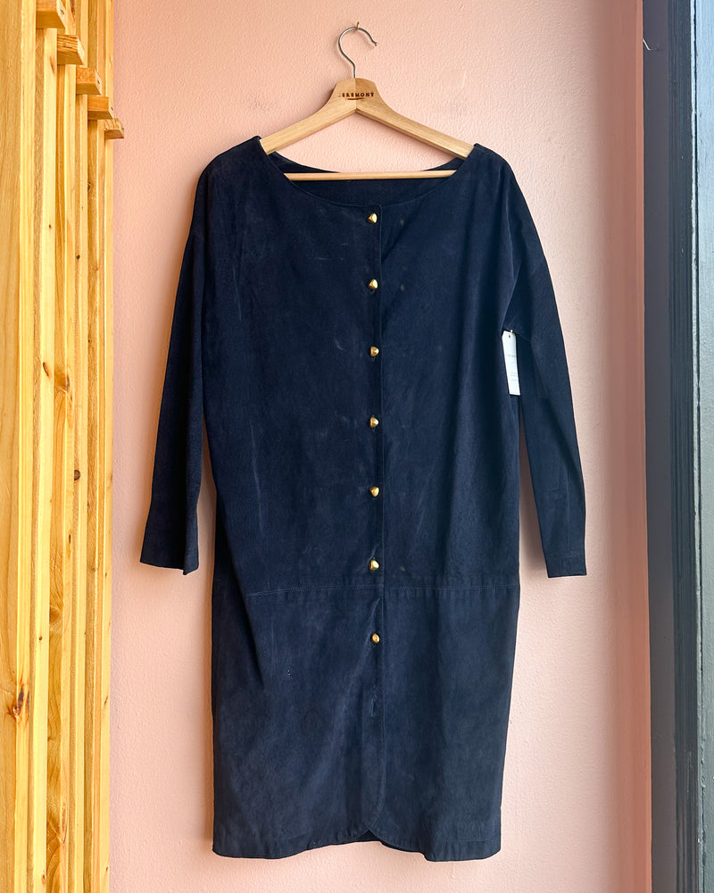 Navy Blue Leather Dress