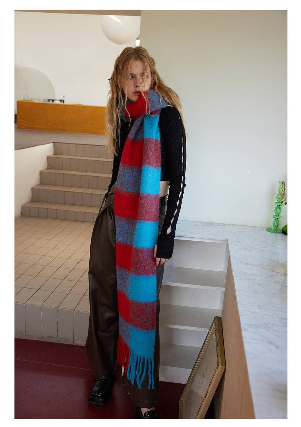 Red and Blue Plaid Scarf