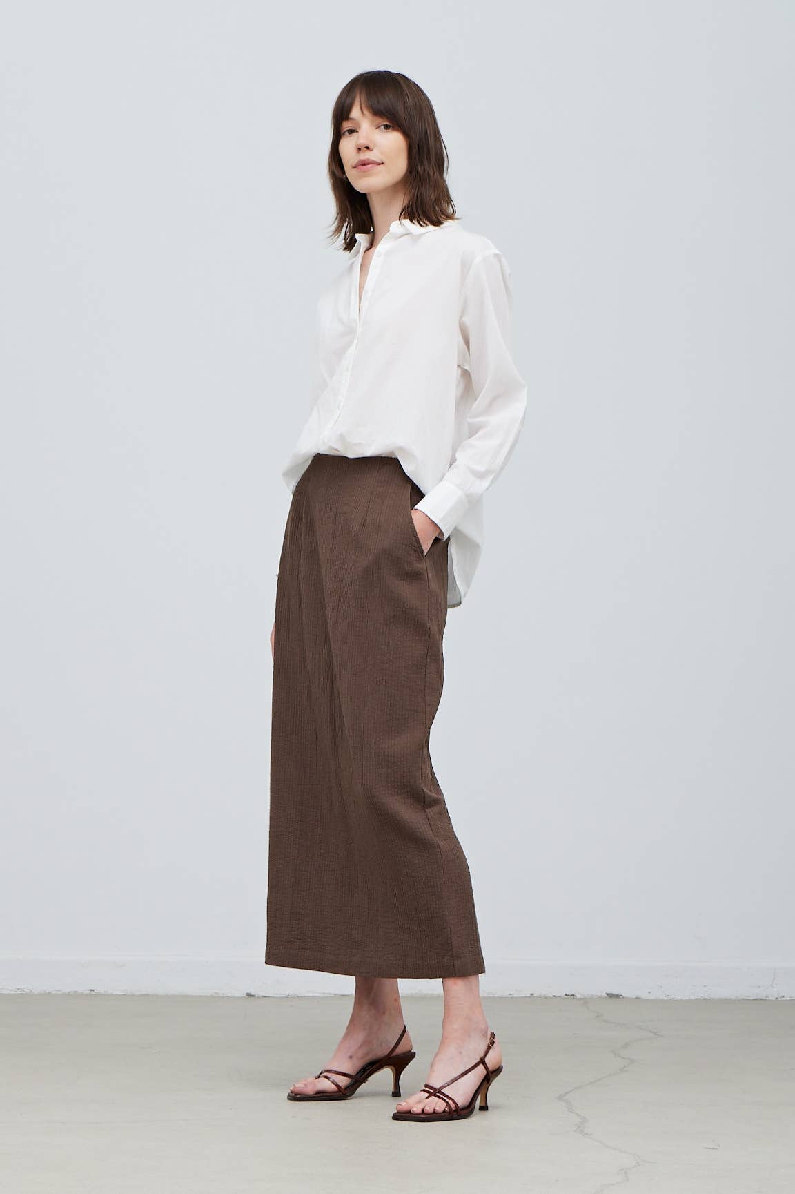 Racquel Back Slit Skirt / Cocoa