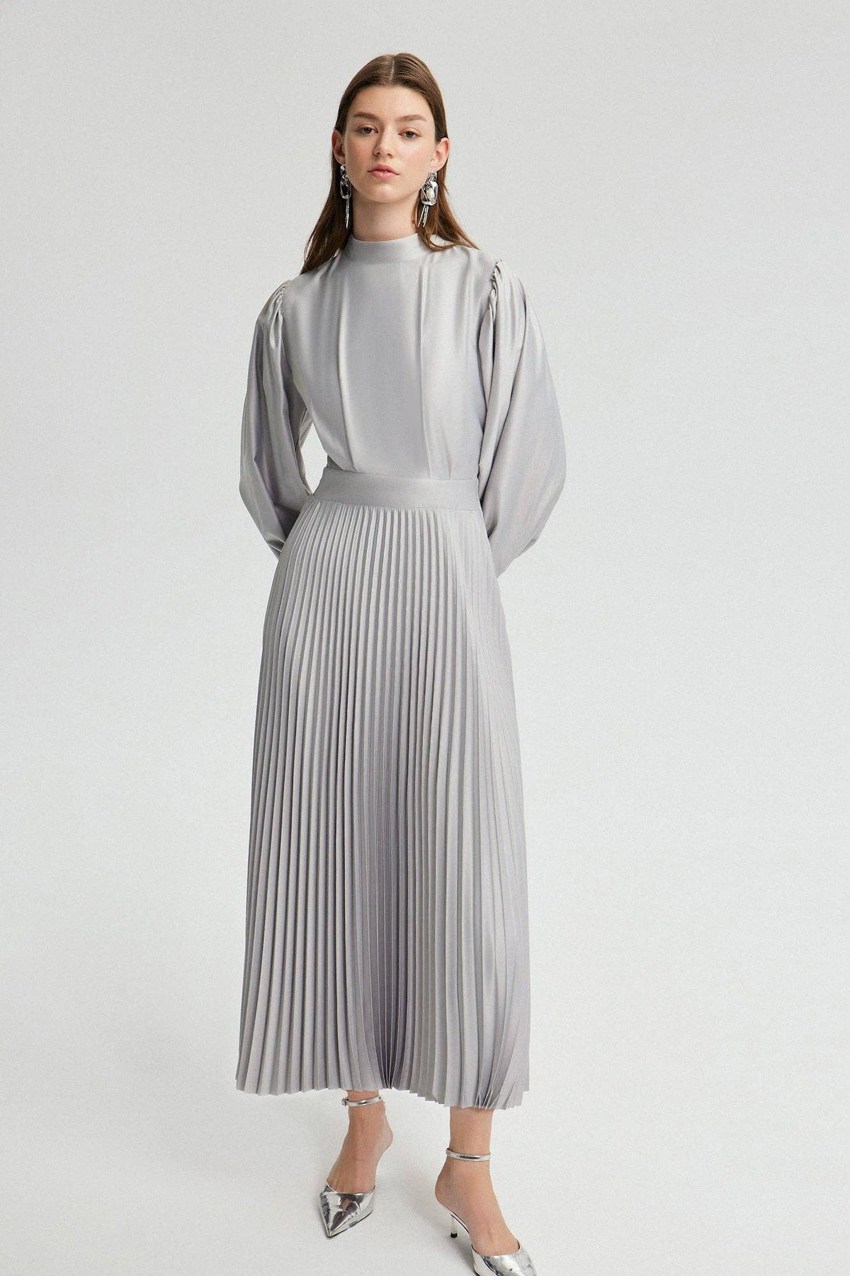 Glisten Pleated Satin Dress
