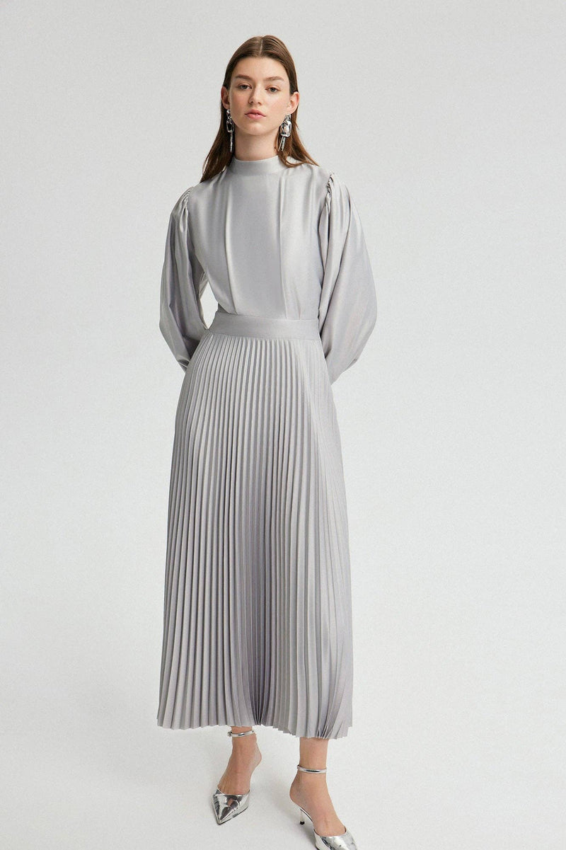 Glisten Pleated Satin Dress