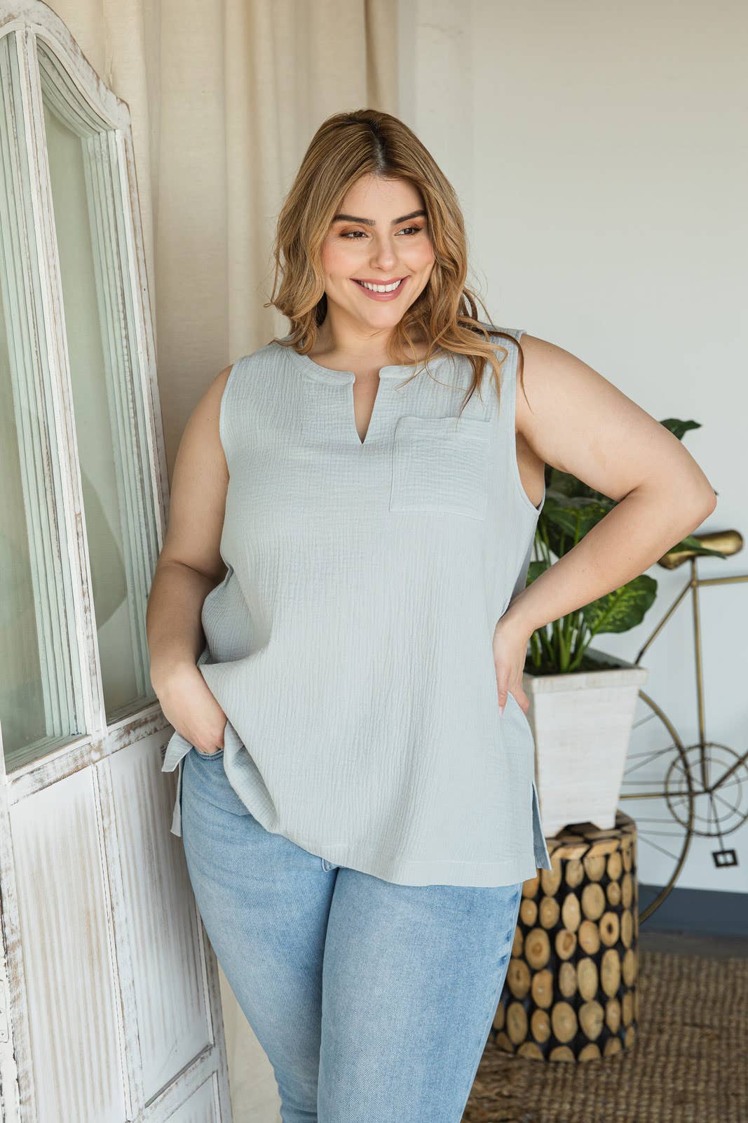 Cotton Ciele Top / Dusty Blue