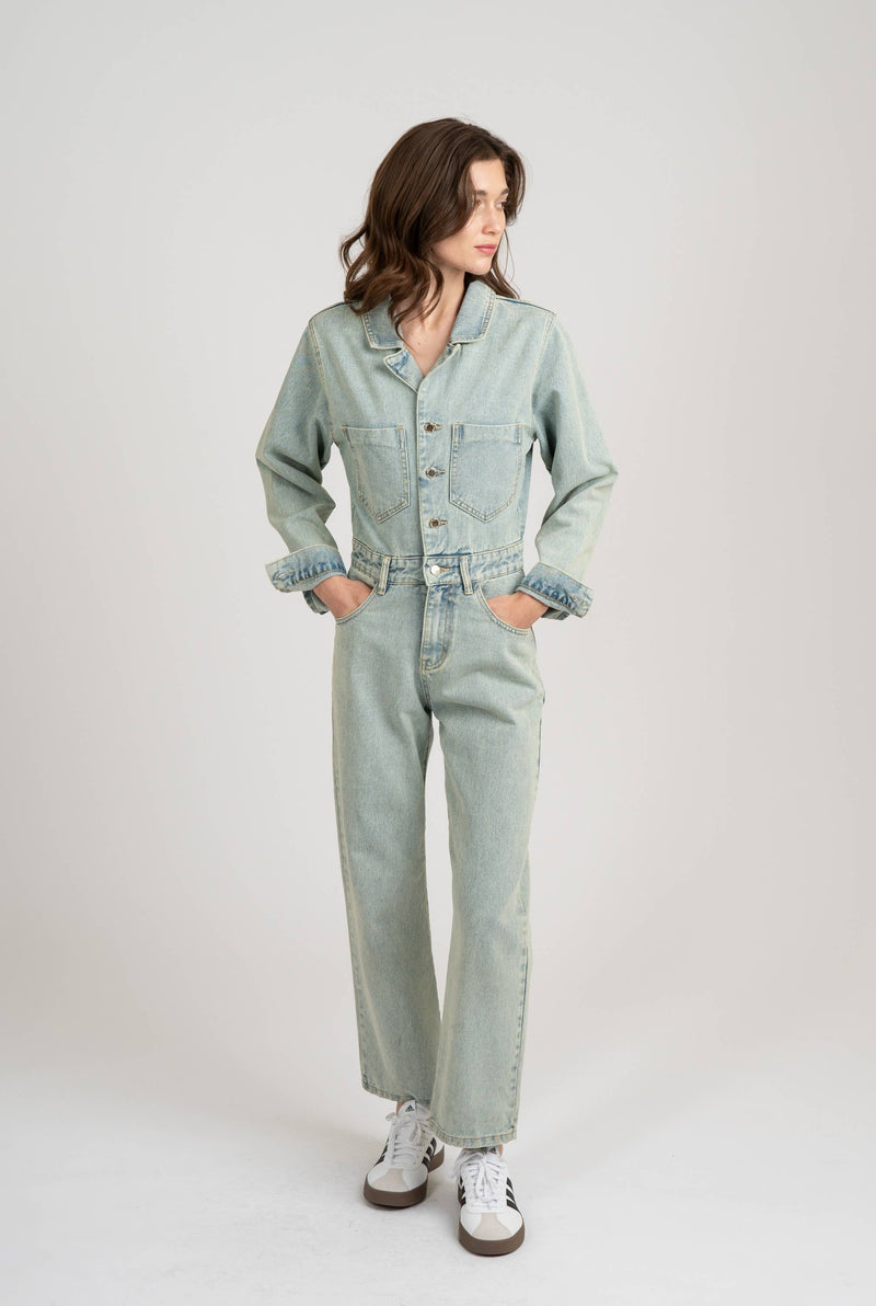 Jocelyn Light Wash Denim Jumpsuit