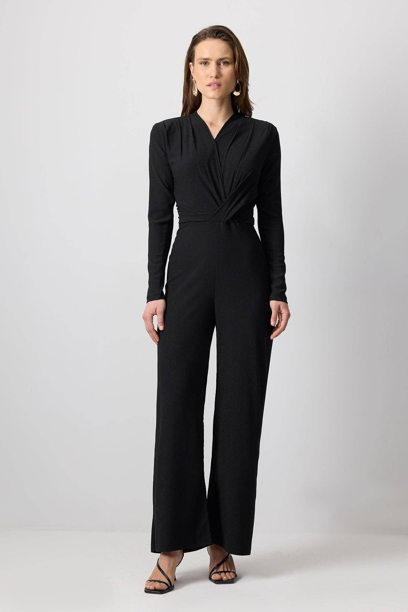 Textured Wrap-Front Jumpsuit
