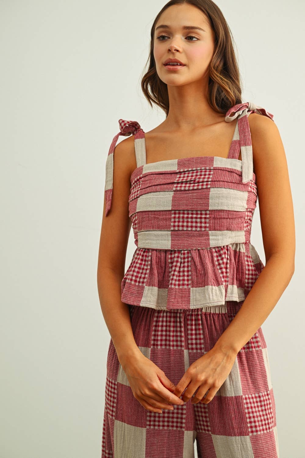 Abbie Gingham Top / Red
