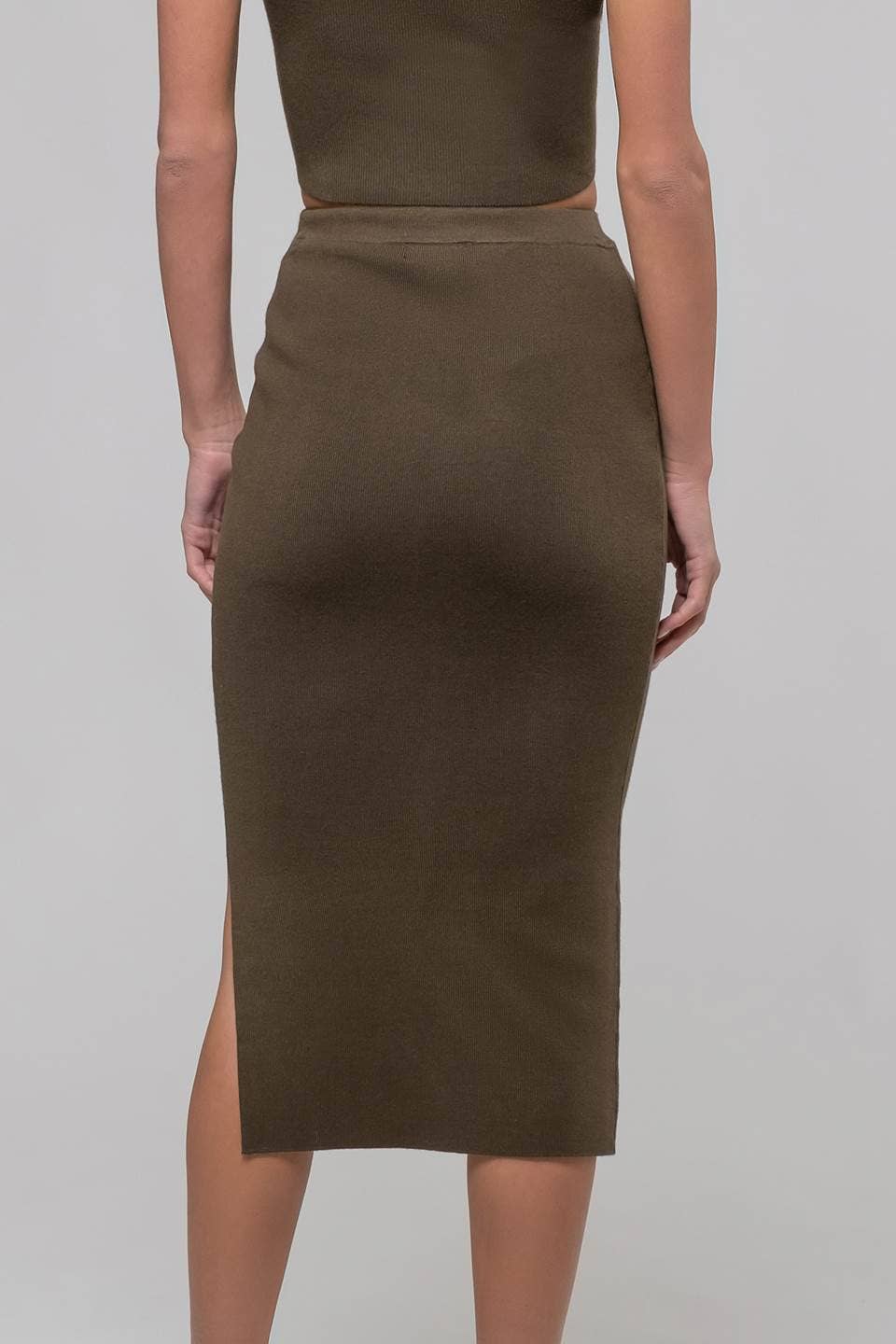 Morgan Knit Skirt in Olive