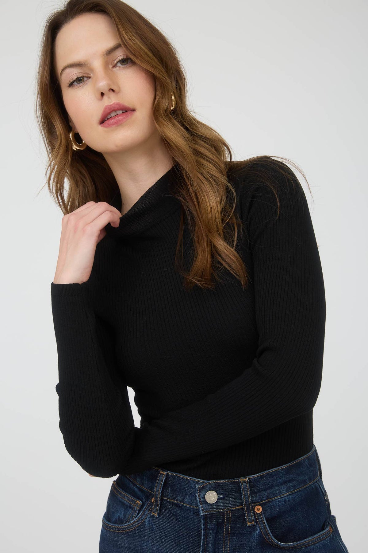 Georgie Ribbed Bodysuit / Black