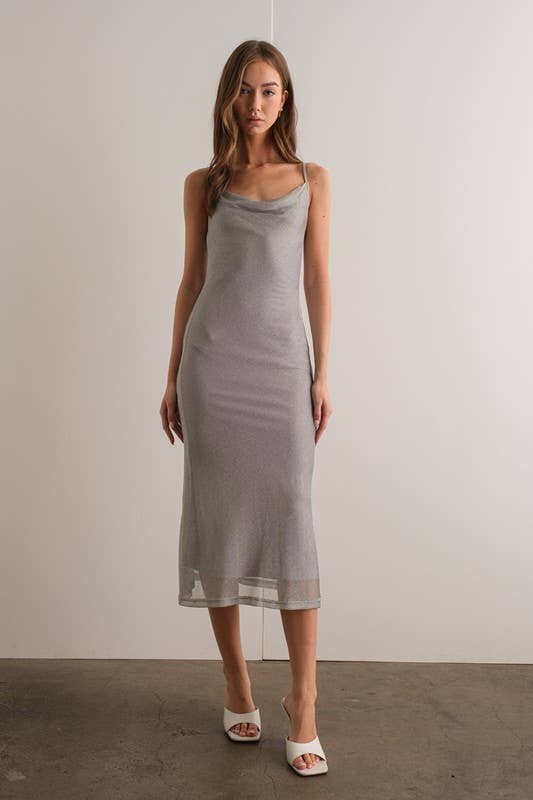 Eden Midi Dress in Silver