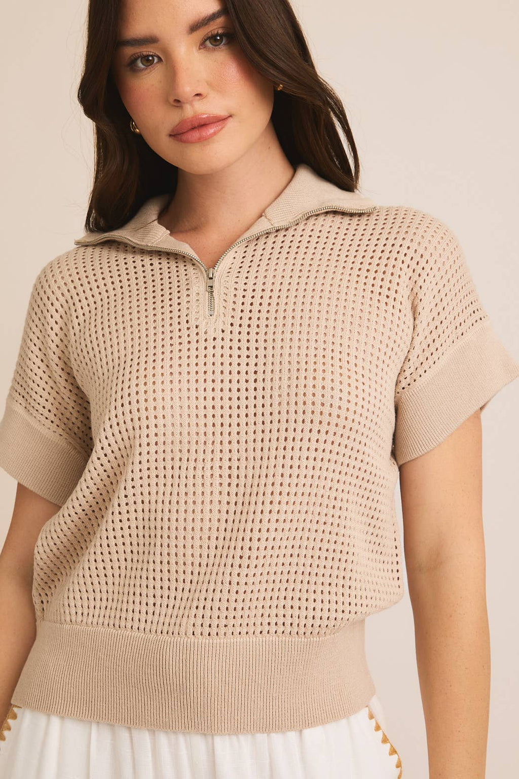Crocheted Top in Taupe