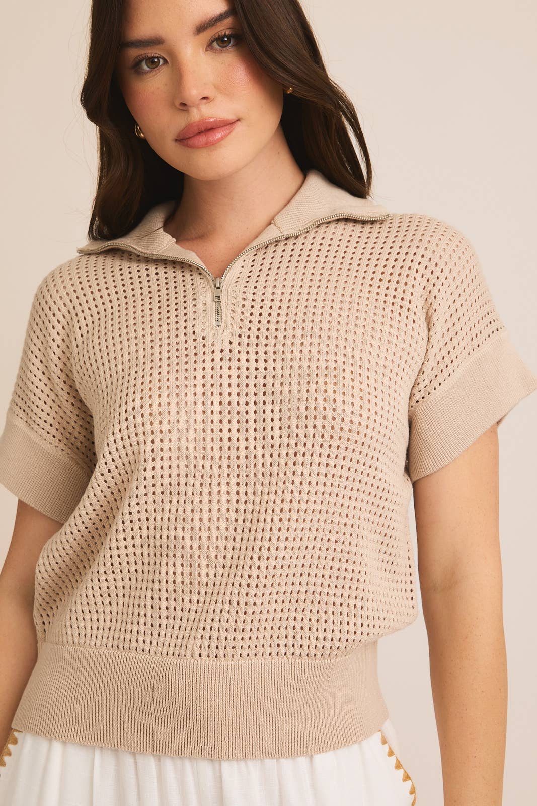 Crocheted Top in Taupe