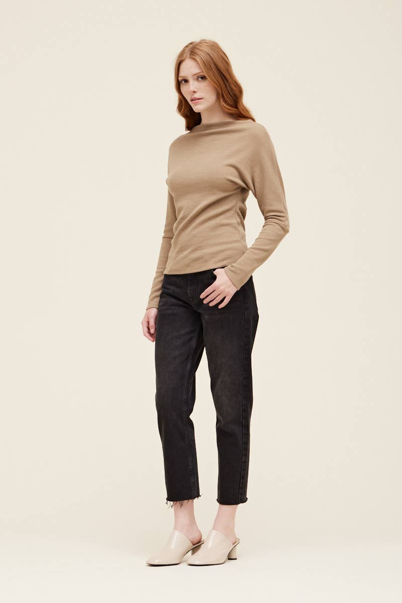 Lindsay Waffle Knit Top / Twig