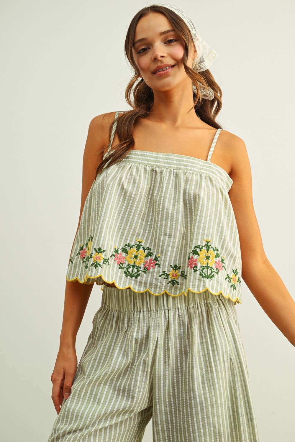 Leandra Embroidered Stripe Top