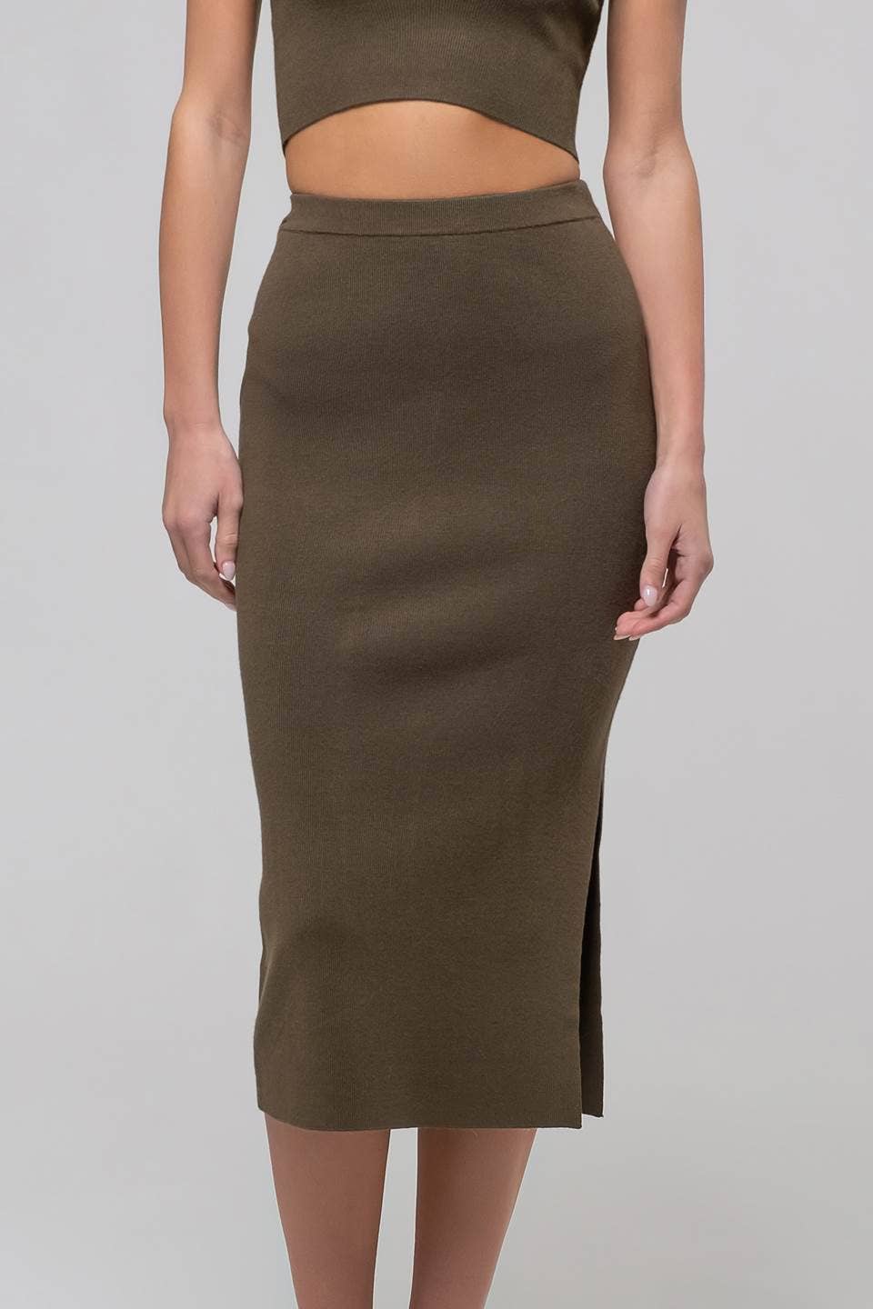 Morgan Knit Skirt in Olive