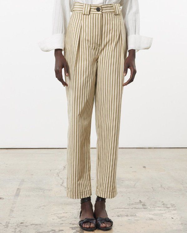 Mara Hoffman Jade Pants / Olive Stripe / Size 12