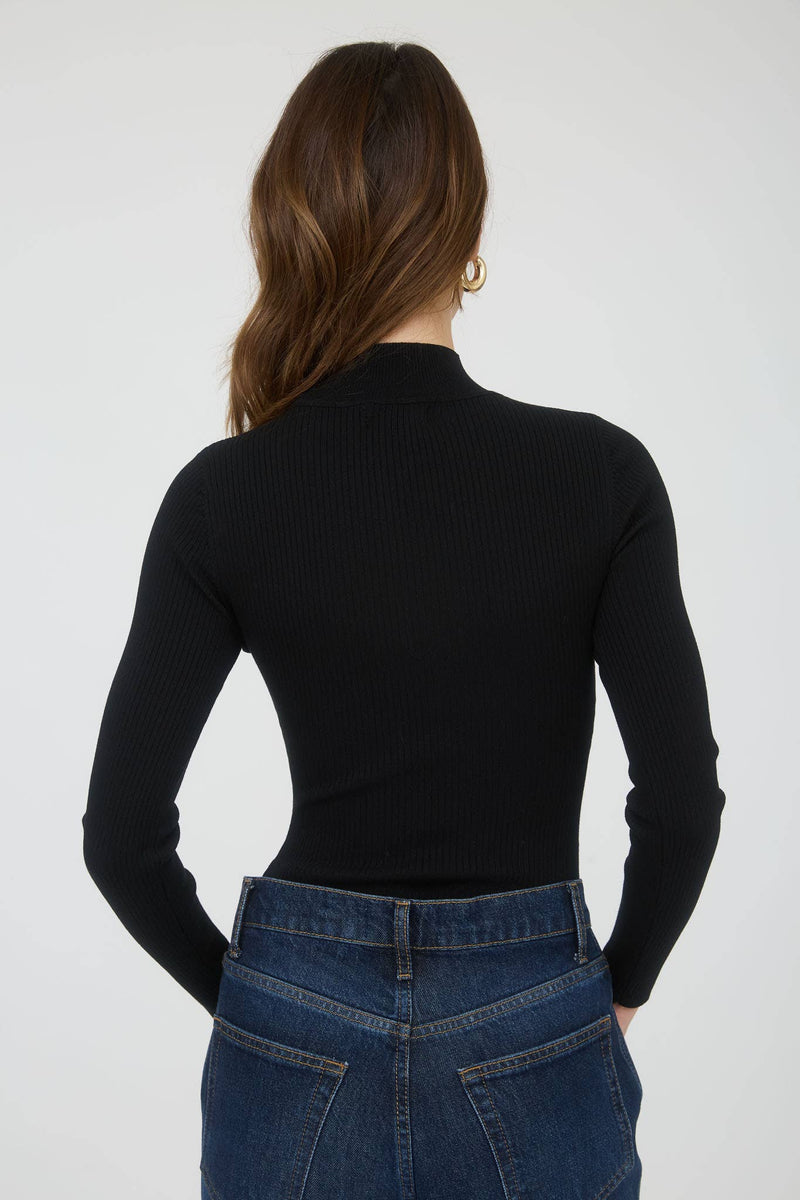 Georgie Ribbed Bodysuit / Black