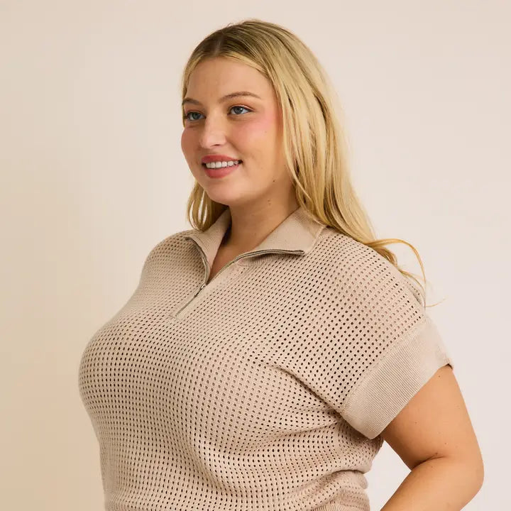 Crocheted Top in Taupe