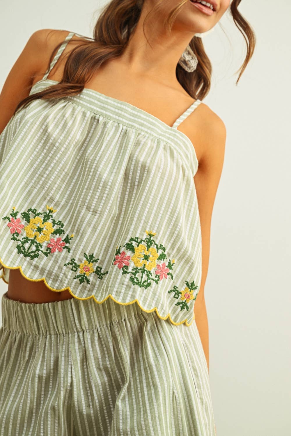Leandra Embroidered Stripe Top