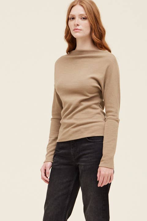 Lindsay Waffle Knit Top / Twig