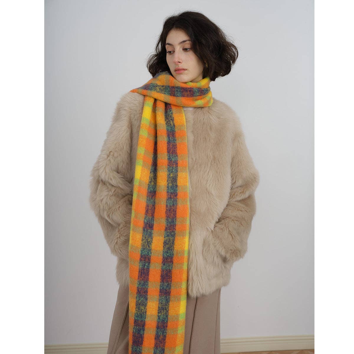 Orange Plaid Scarf