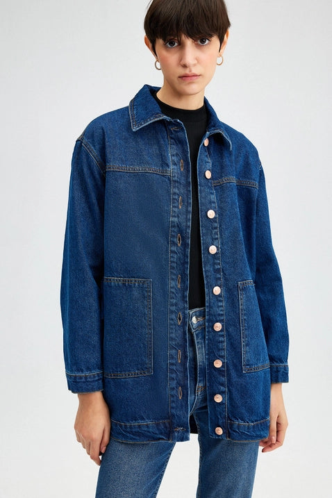 Stone Button Denim Jacket