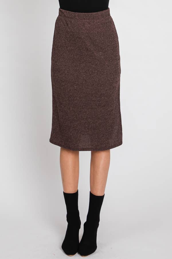 Thursday Ribbed Skirt in Mocha