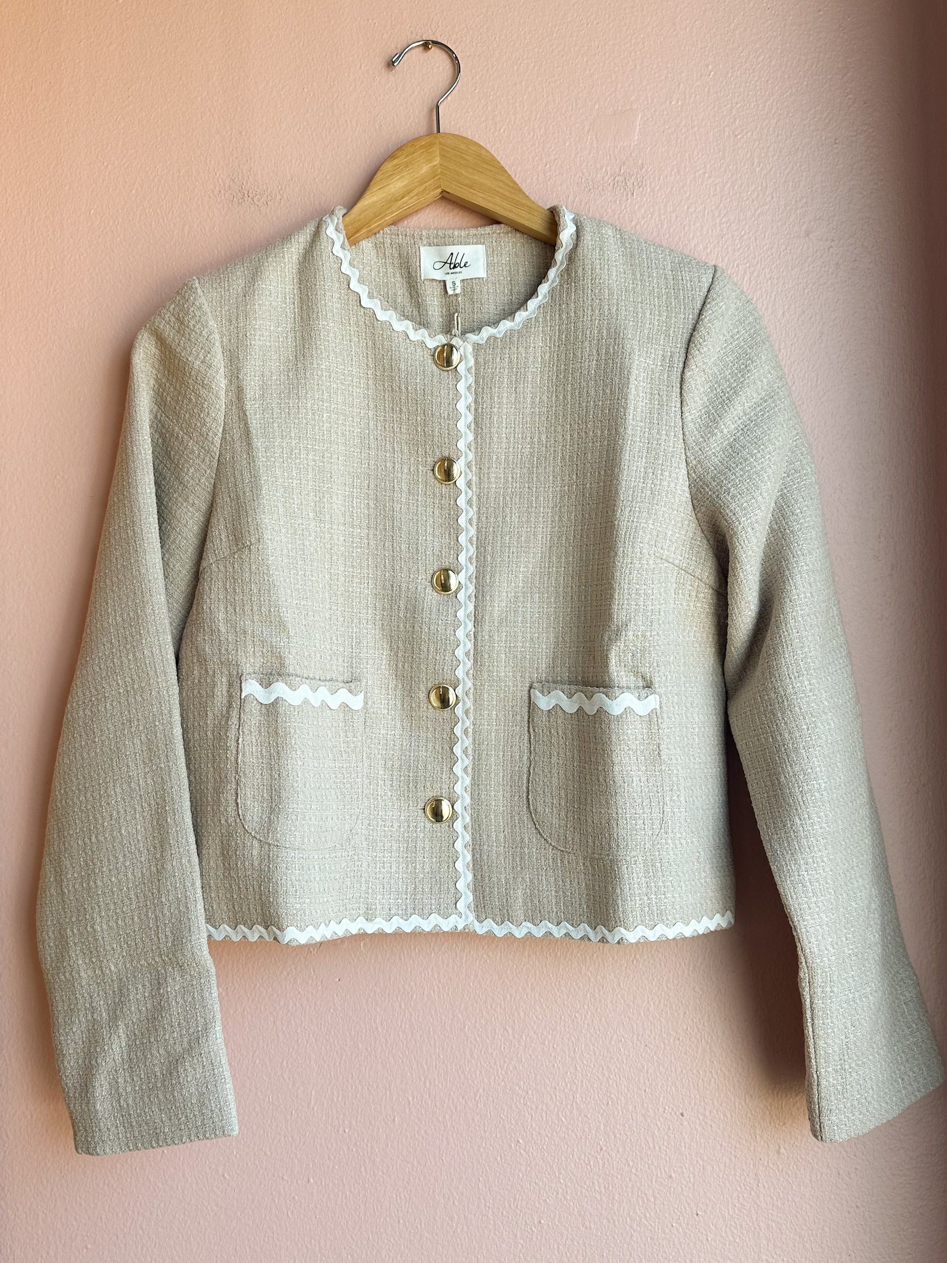 Contrast Trim Tweed Jacket