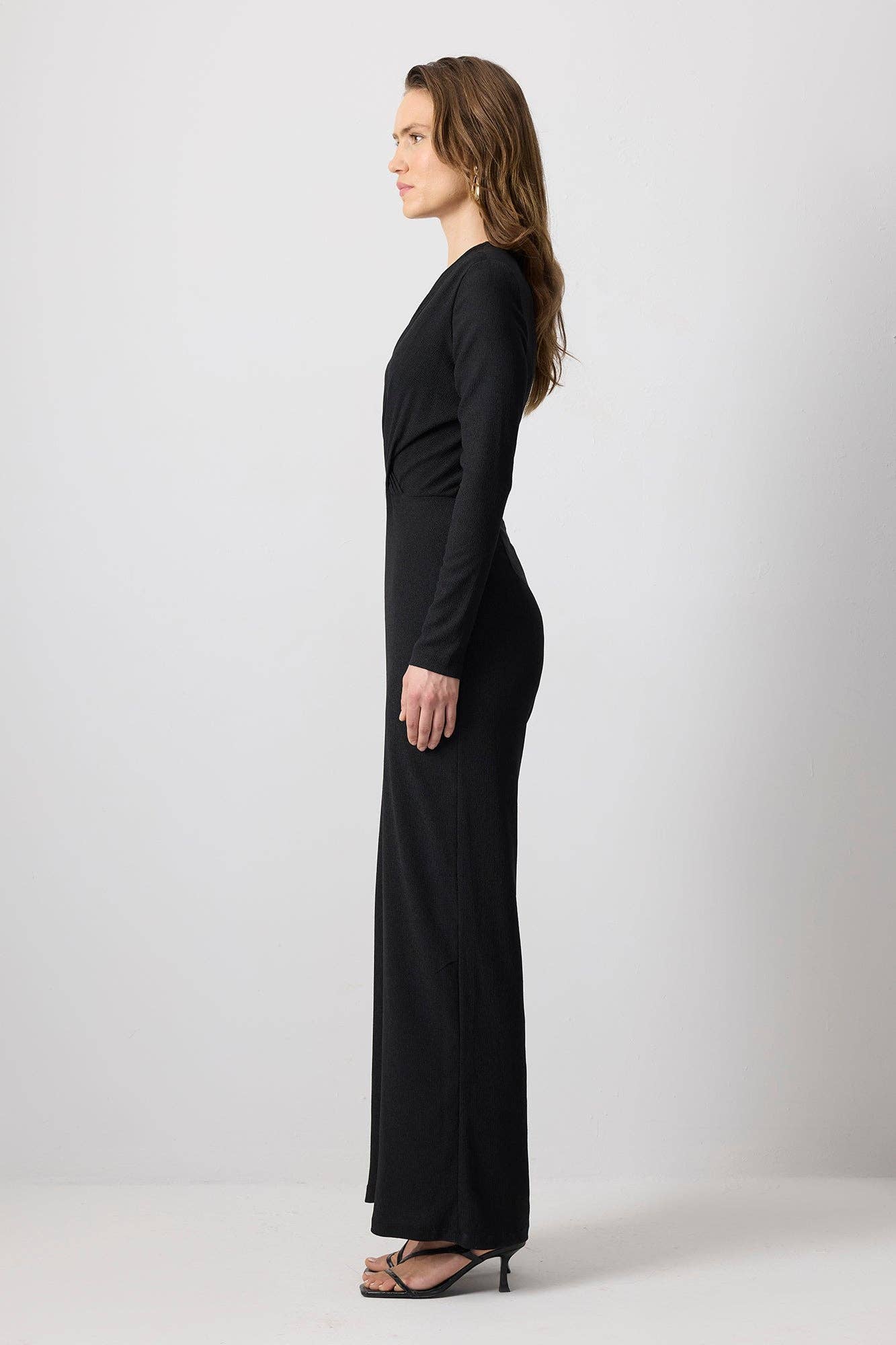 Textured Wrap-Front Jumpsuit