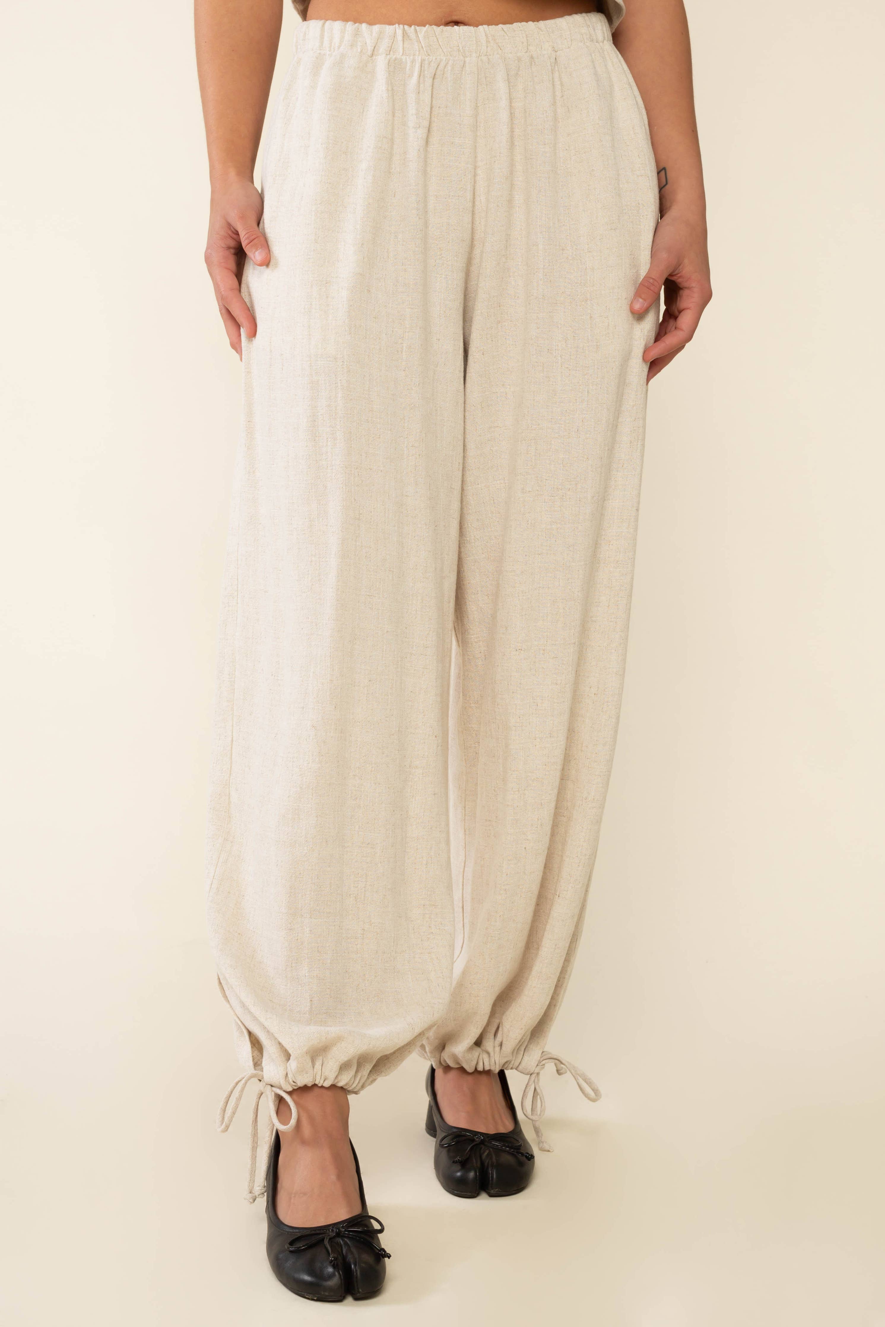 Linen Pant with Drawstring Hem