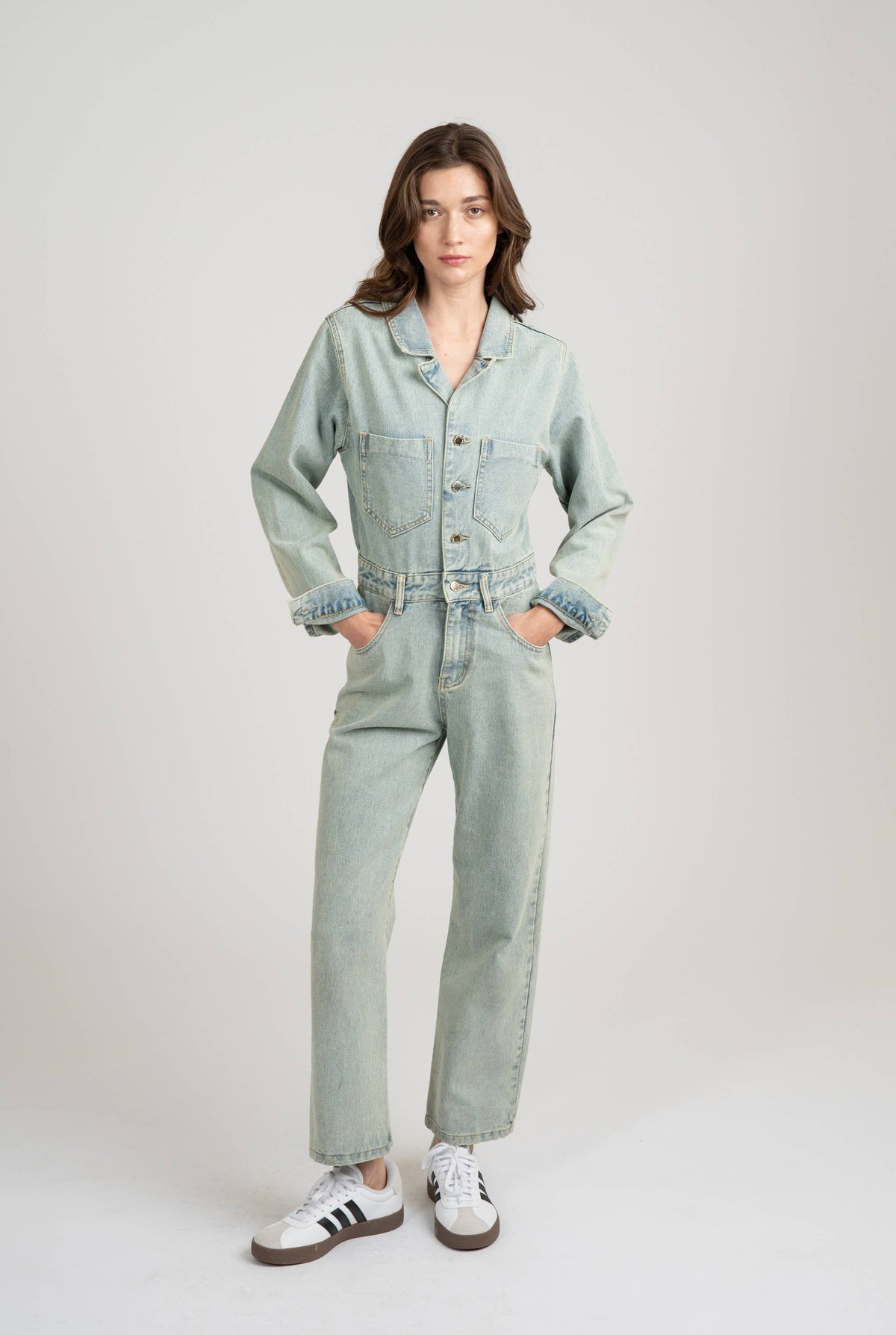 Jocelyn Light Wash Denim Jumpsuit