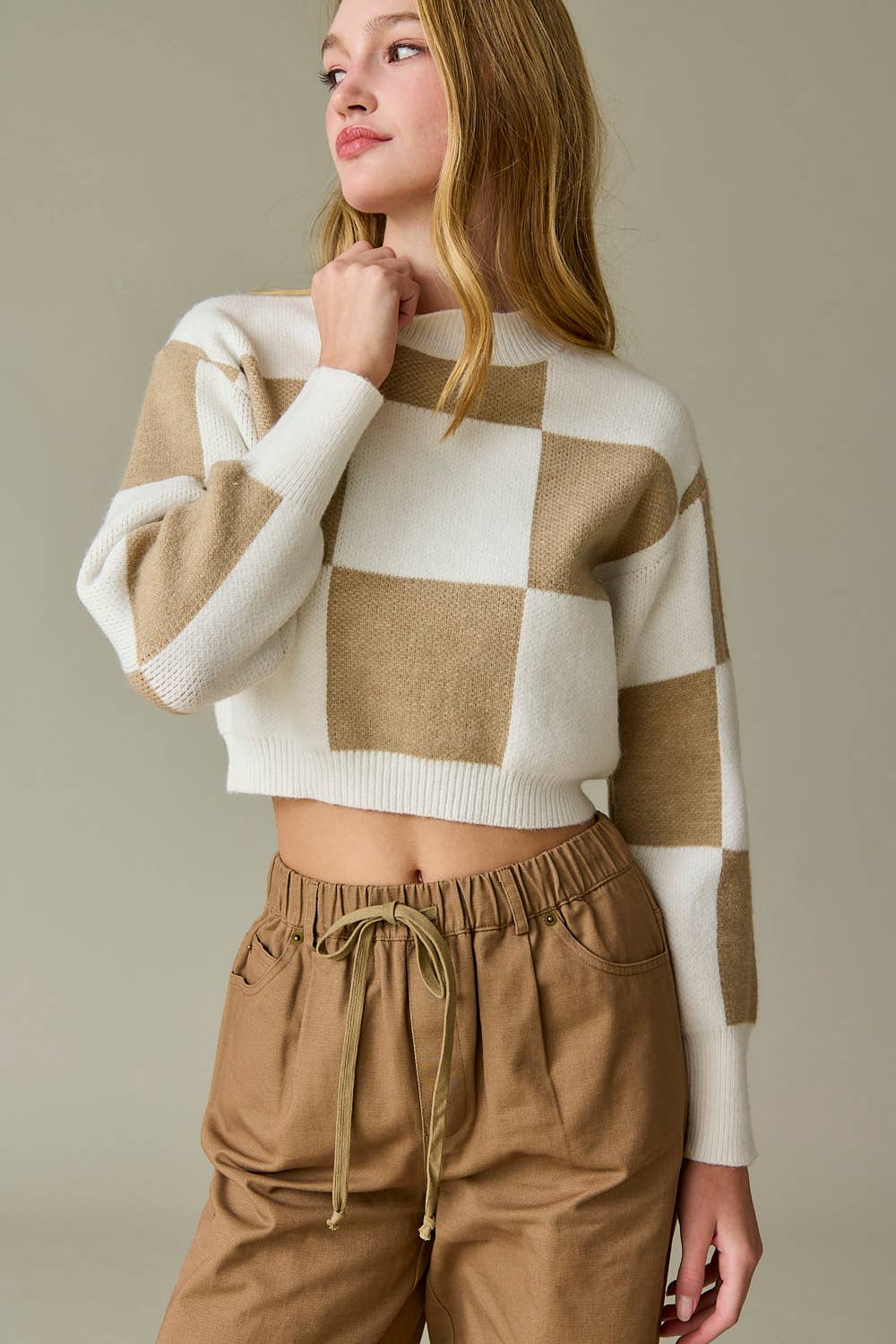 Hanna Checkerboard Sweater Top