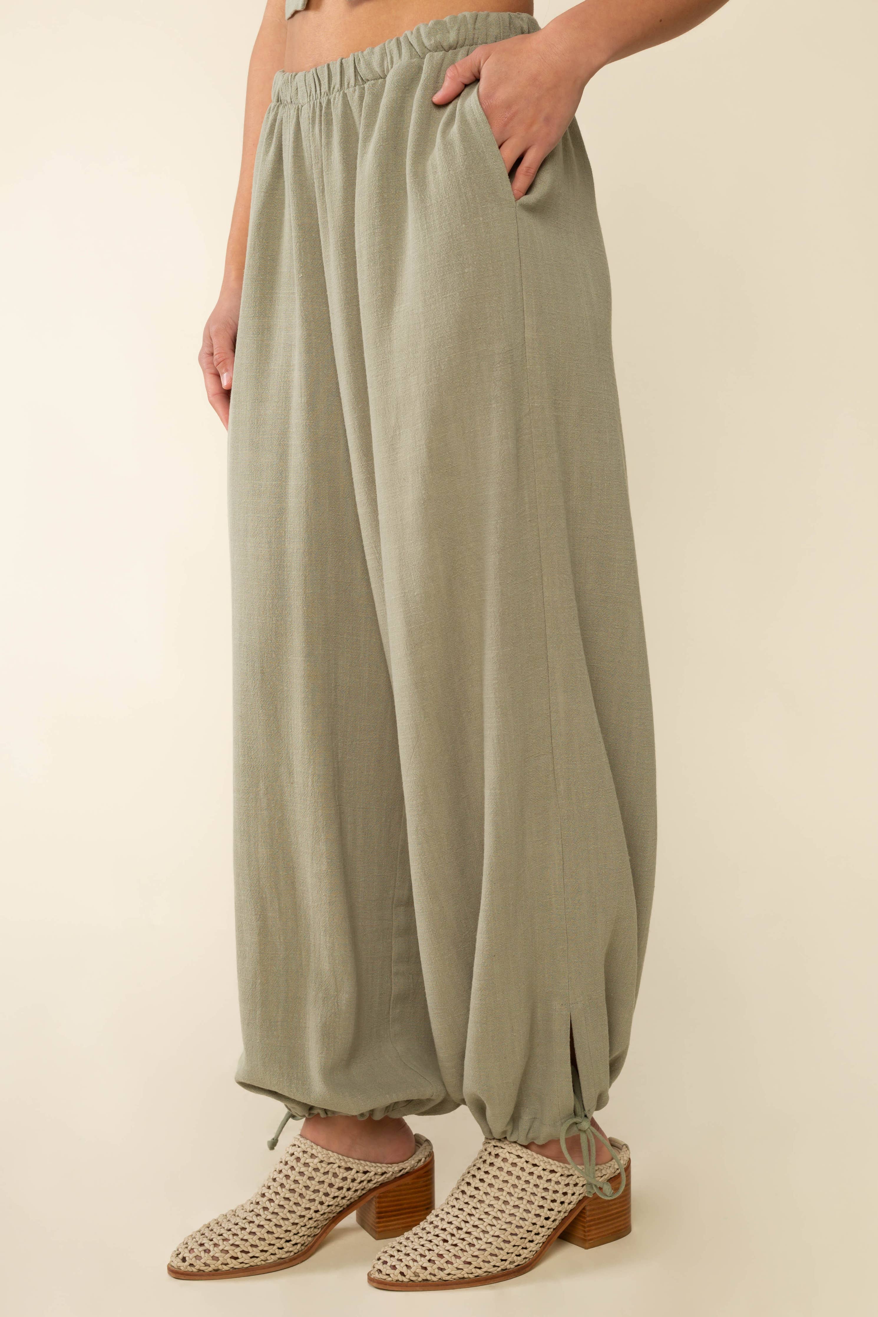 Linen Pant with Drawstring Hem