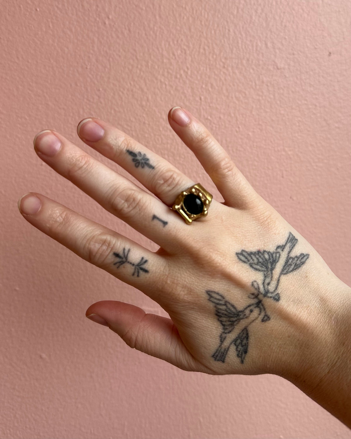 Brass / Abstract Glass Ring