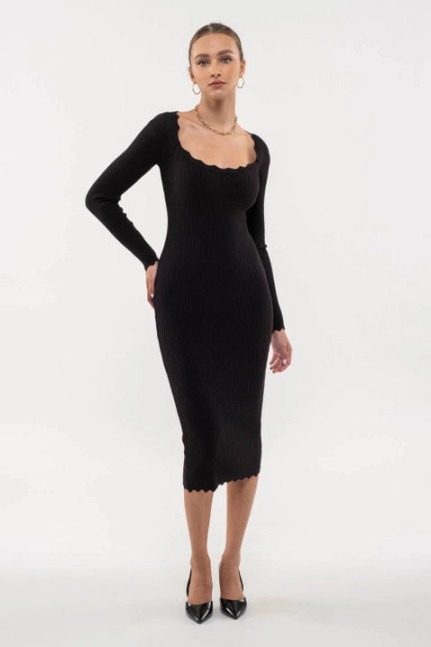 Celeste Scallop Hem Dress