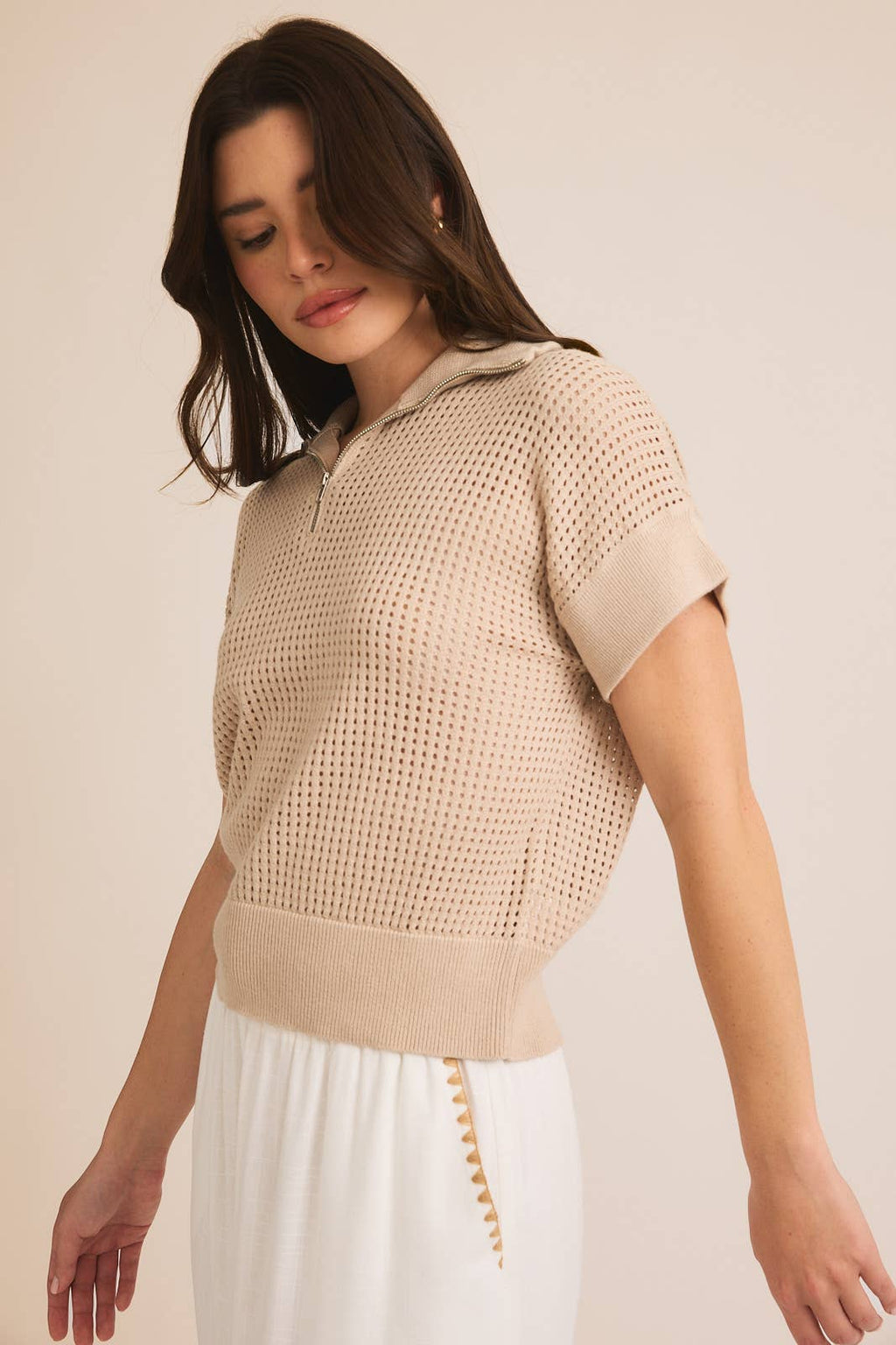 Crocheted Top in Taupe