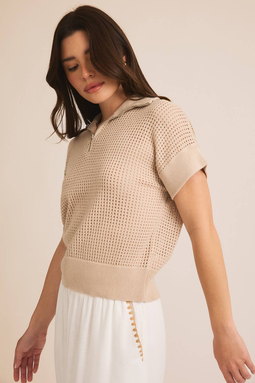 Crocheted Top in Taupe