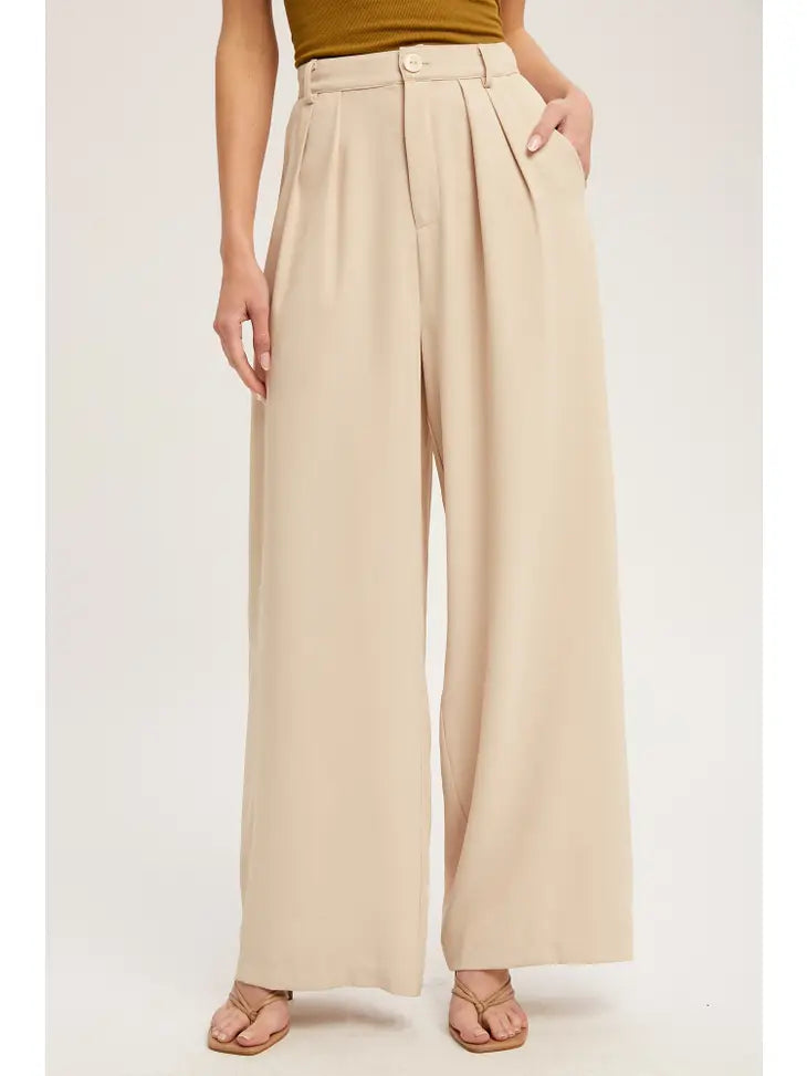 Pintuck Wide Leg Pants