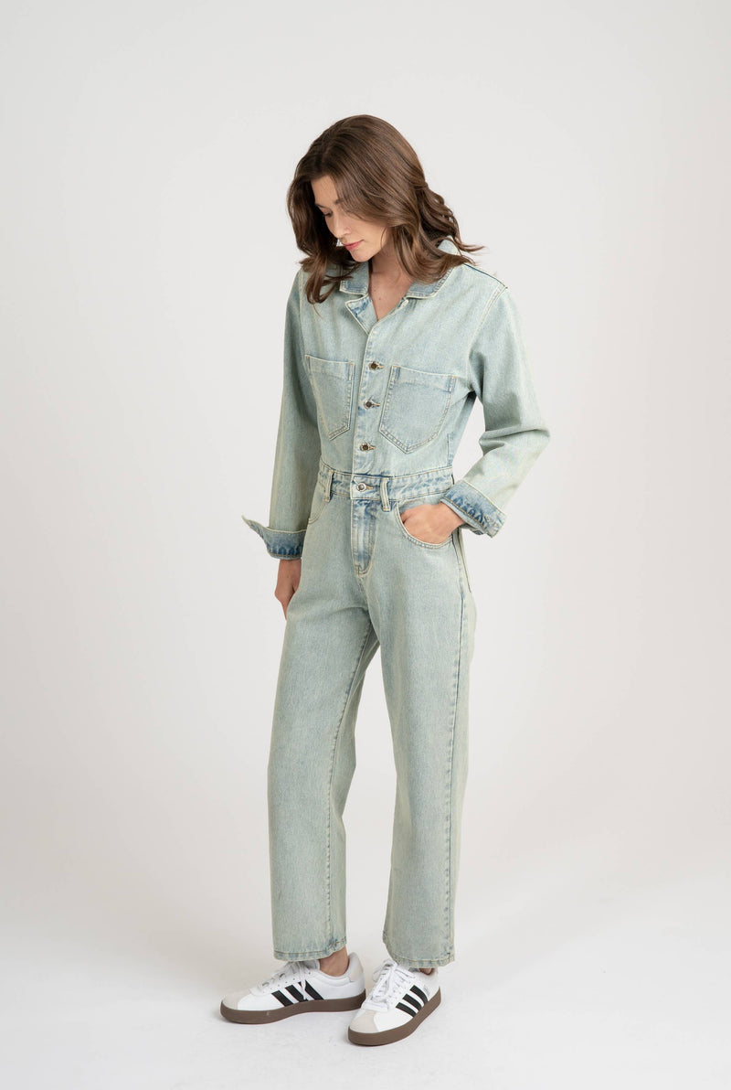 Jocelyn Light Wash Denim Jumpsuit