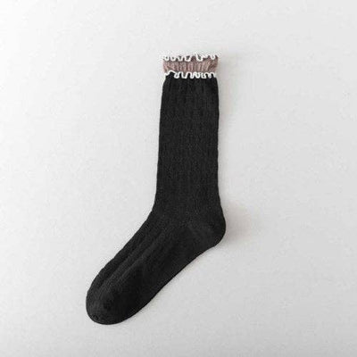 Wendy Ruffled Ribbed Cotton Blend Sock / Various Colors