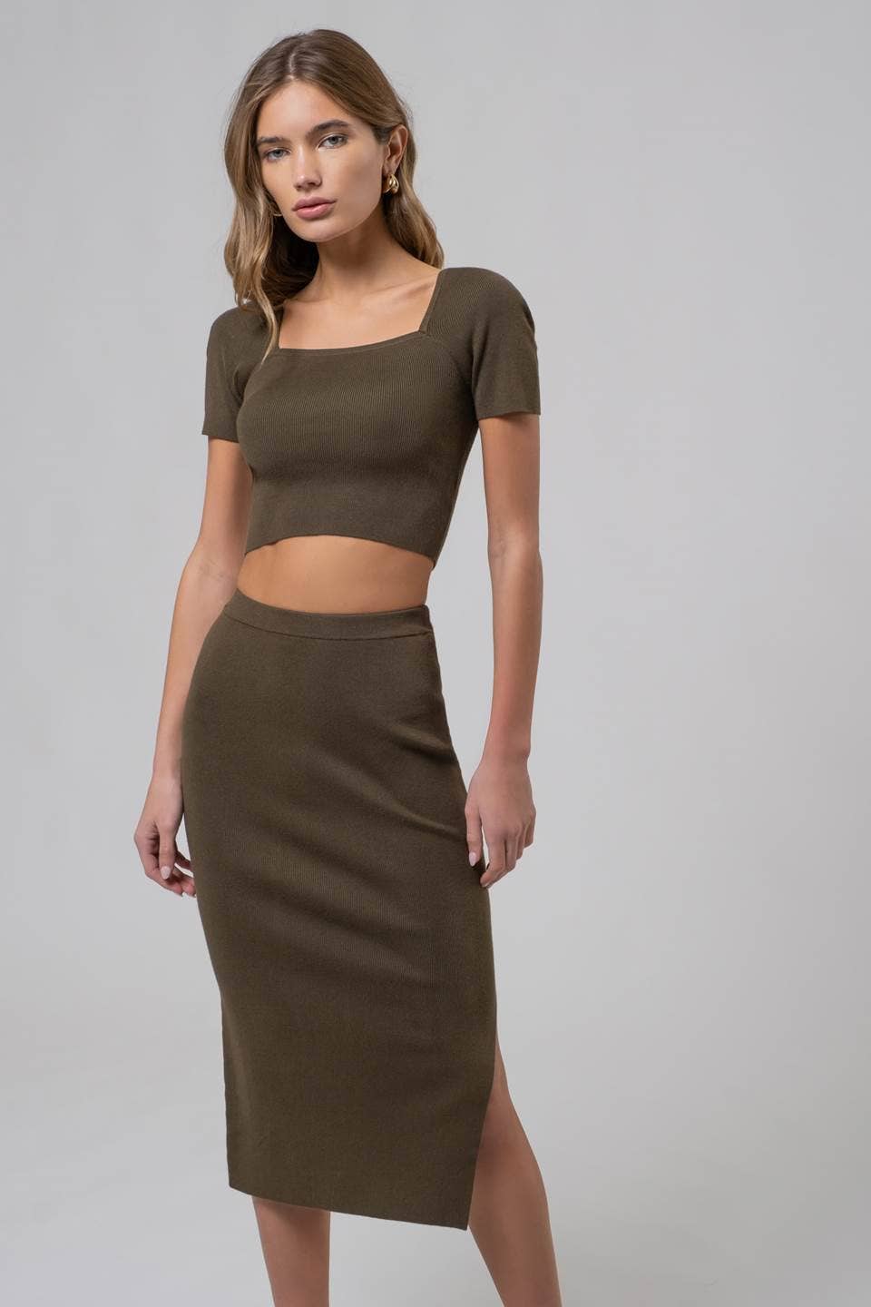 Morgan Knit Skirt in Olive