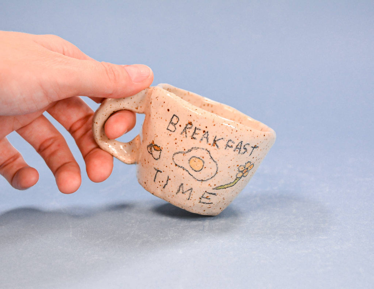 Breakfast Time - Handmade Stoneware Espresso Cup 2-4 oz.