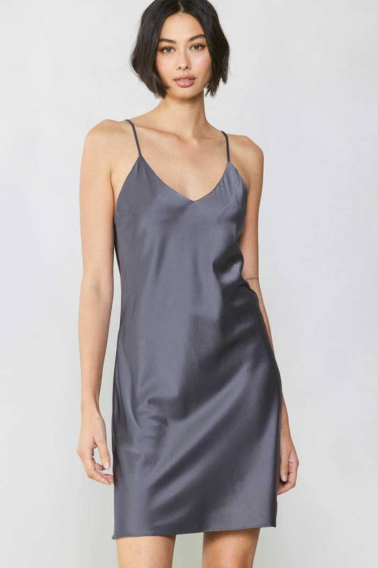 Jeanne Silk Mini Dress / Cement