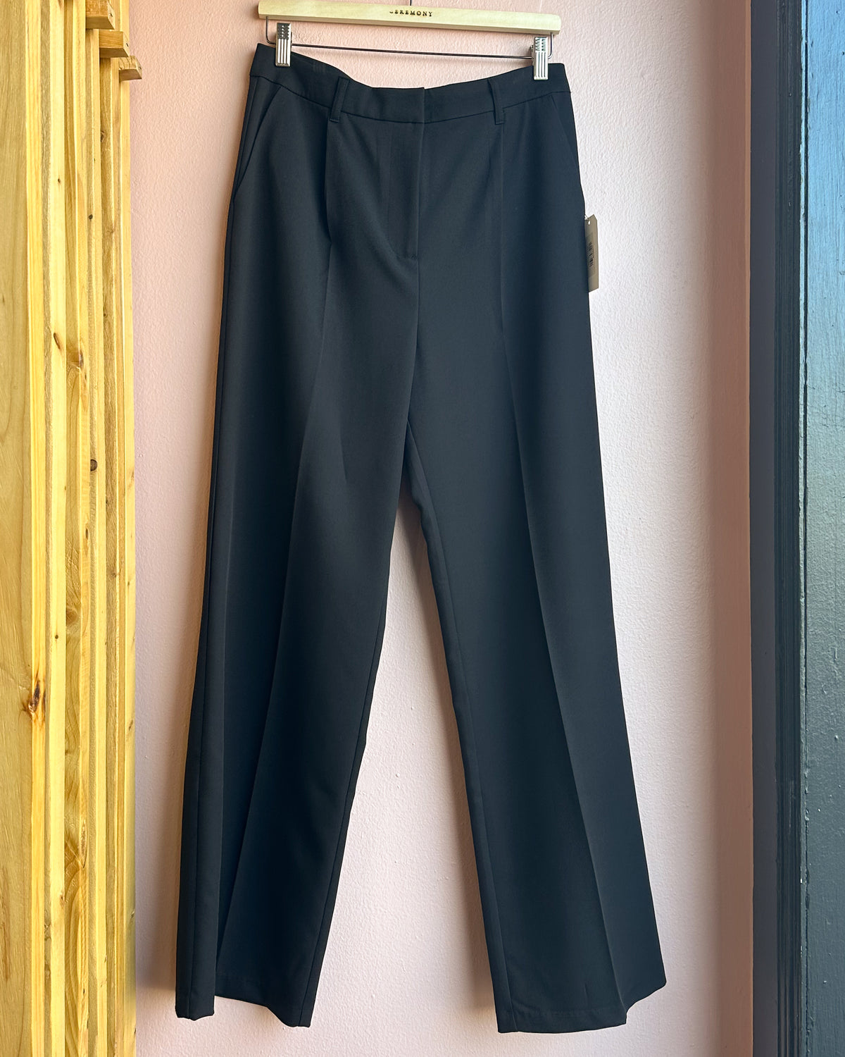 Kristina High Waist Wide Leg Trousers in Black