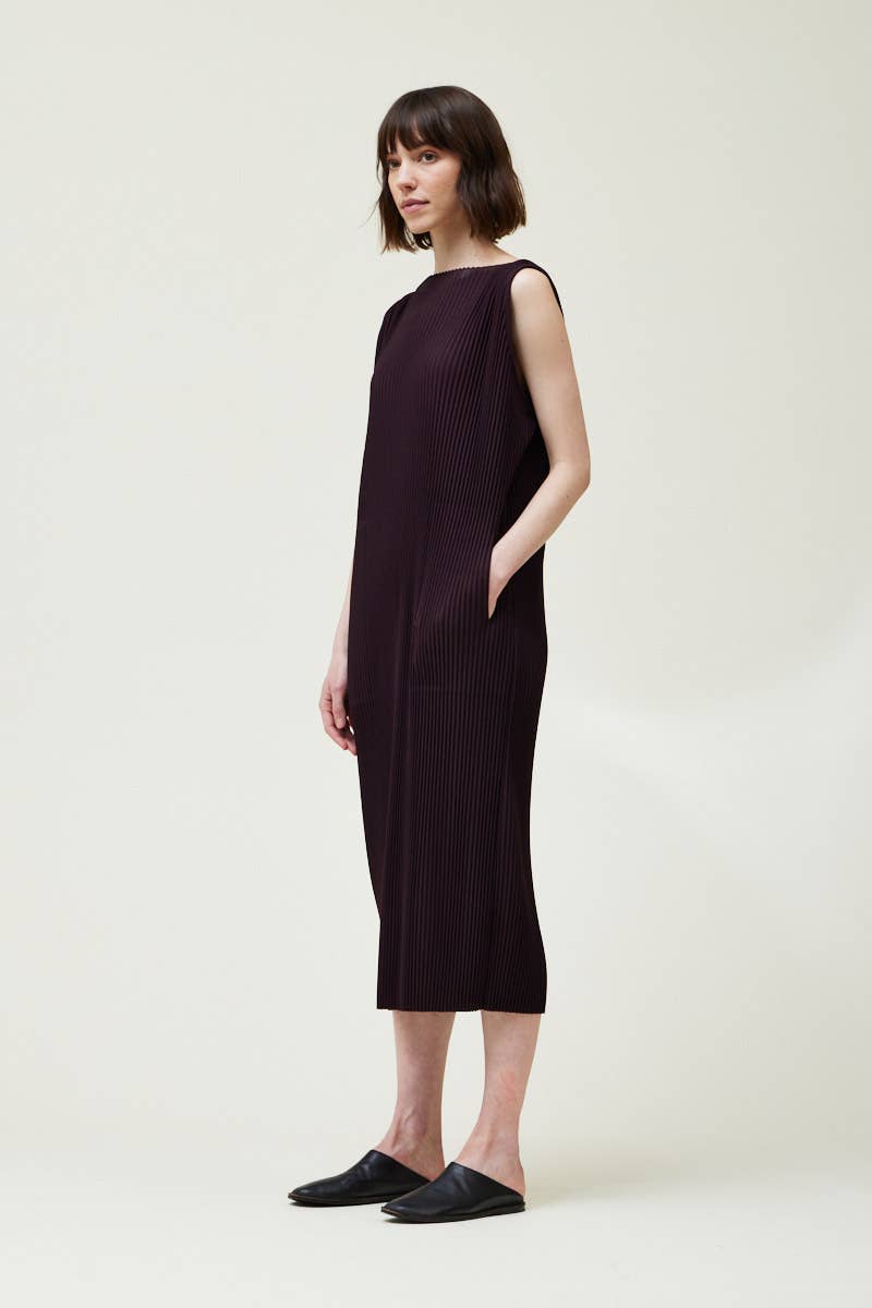 Gini Pleated Midi Dress / Aubergine