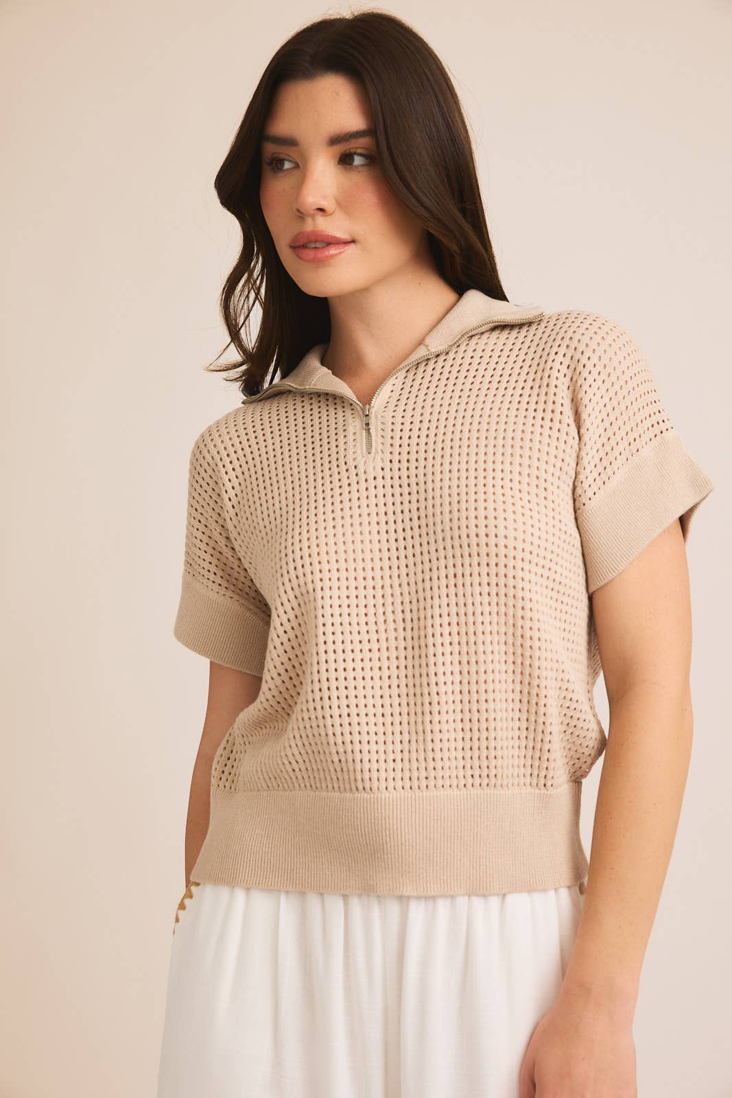 Crocheted Top in Taupe