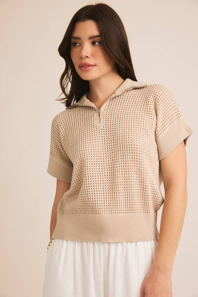 Crocheted Top in Taupe